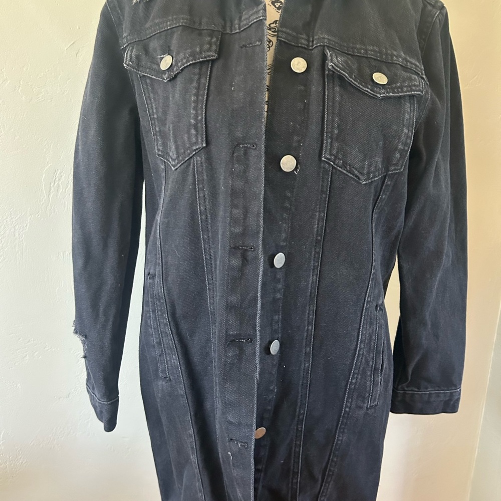 Boohoo Black Longline Denim Jacket